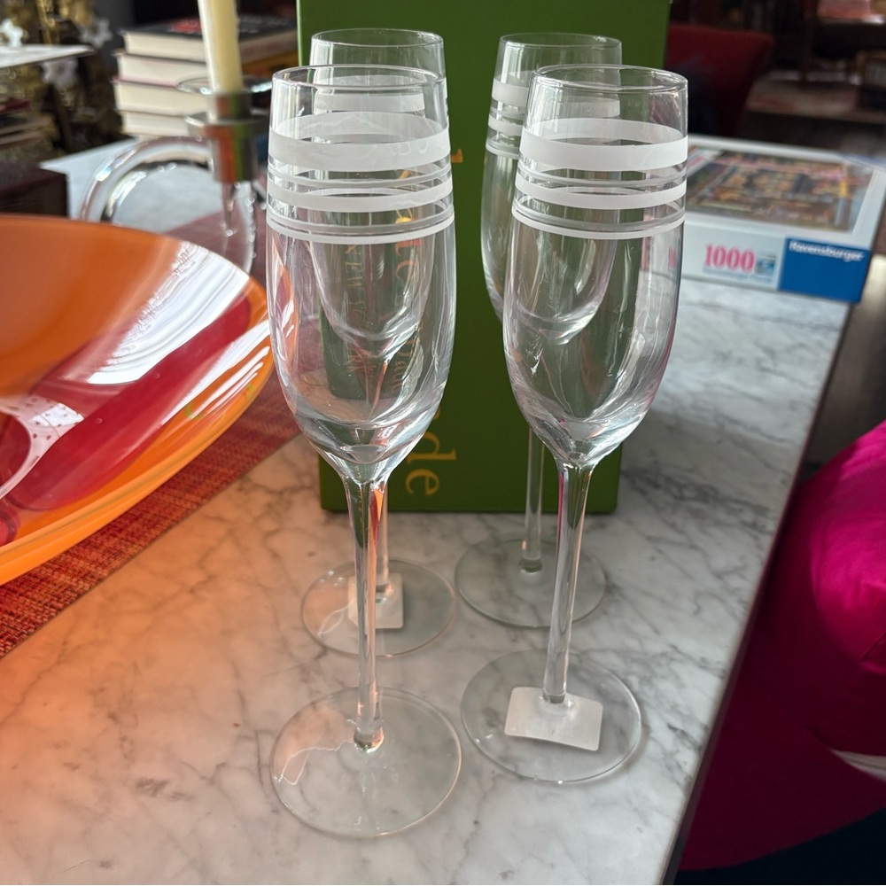 Library Stripe Kate Spade Lenox Champagne Flutes Set